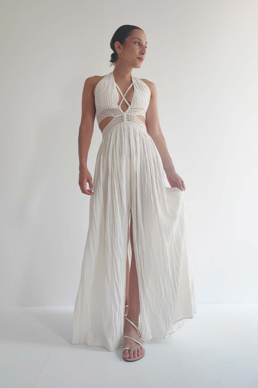 D'Artemide Phryne Crochet Dress Off White - Image 3