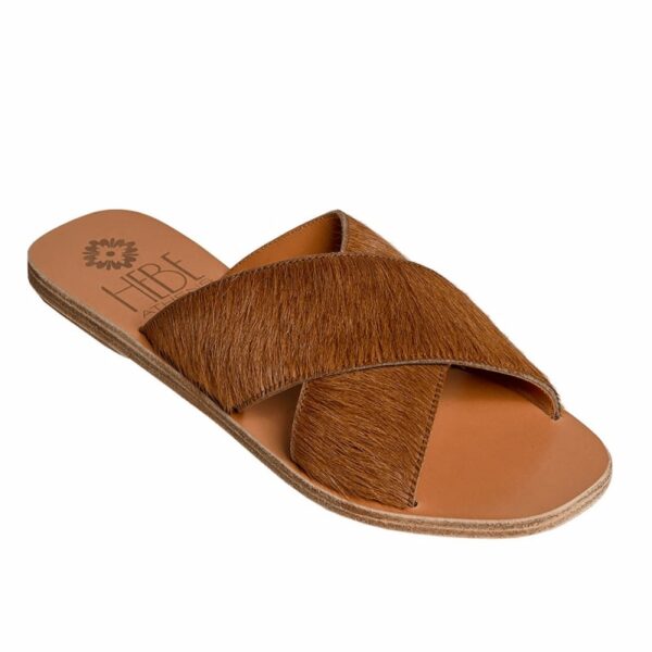 Ekati Brown Pony Leather Sandals