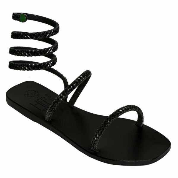 Andromeda Black Shine Leather Sandals