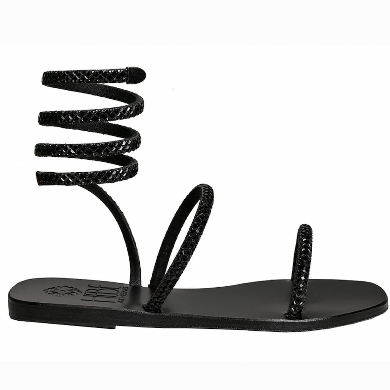 Andromeda Black Shine Leather Sandals - Image 4