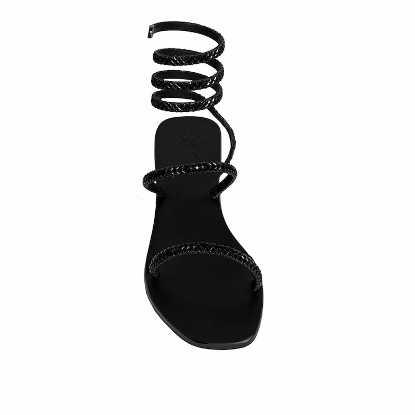Andromeda Black Shine Leather Sandals - Image 3
