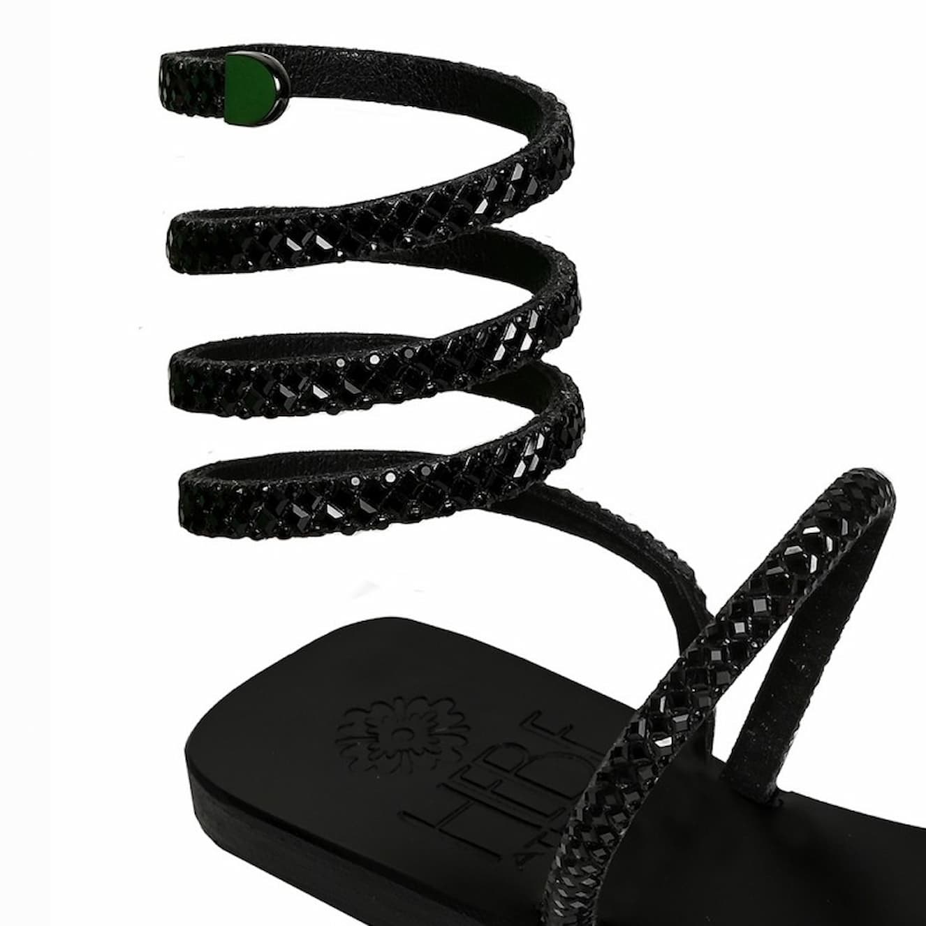 Andromeda Black Shine Leather Sandals - Image 2