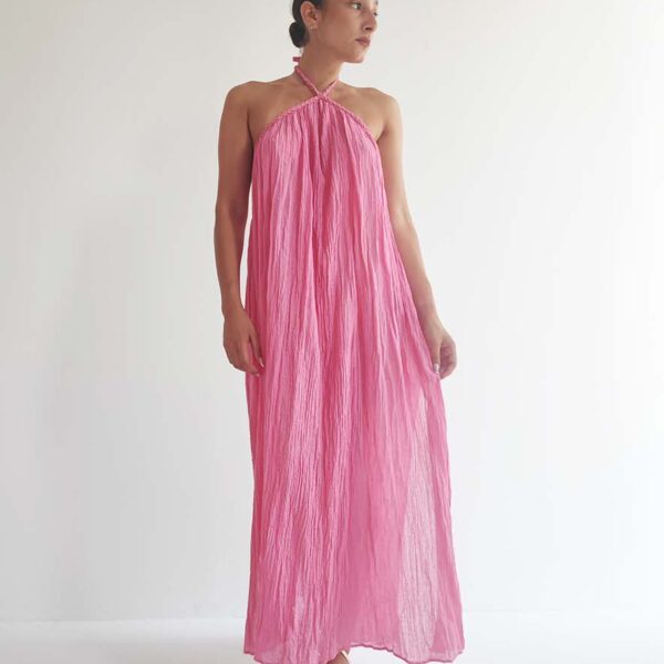 D' Artemide Anais Maxi Dress with Tie at the Neck Pink