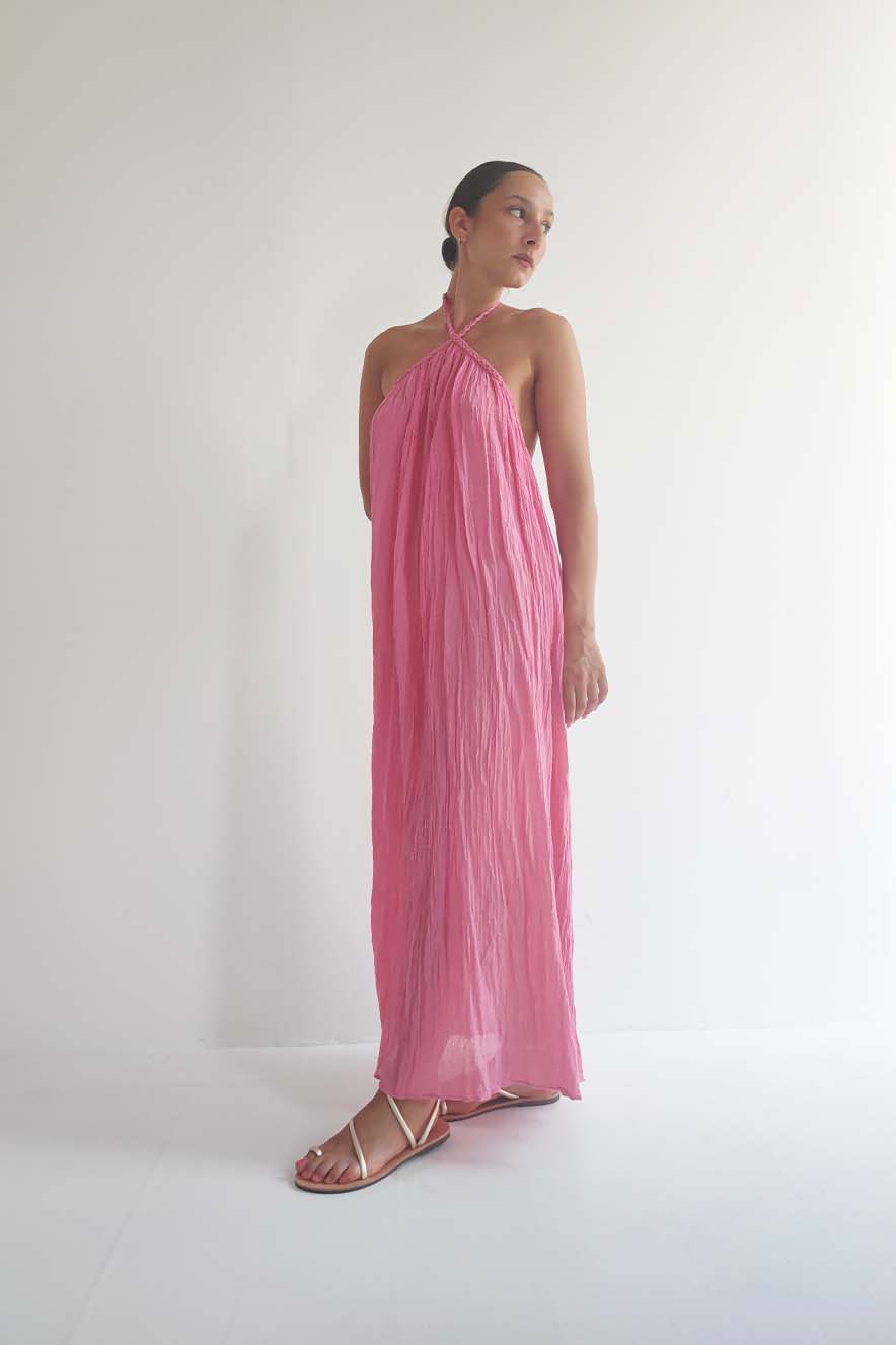 D' Artemide Anais Maxi Dress with Tie at the Neck Pink - Image 2