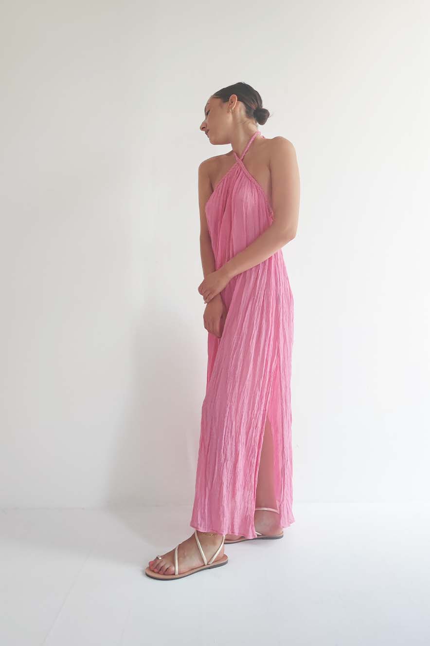 D' Artemide Anais Maxi Dress with Tie at the Neck Pink - Image 3