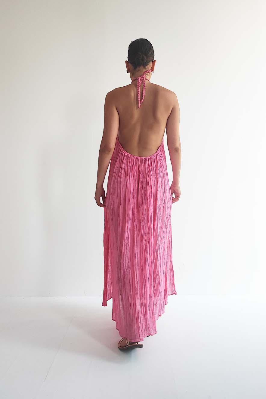 D' Artemide Anais Maxi Dress with Tie at the Neck Pink - Image 4