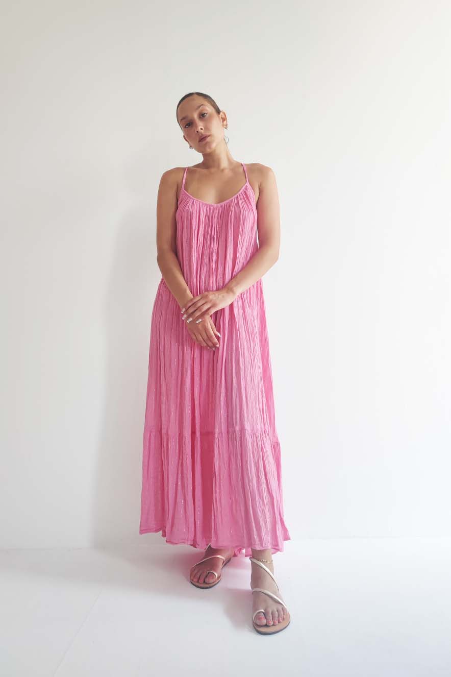 D'Artemide Callisto Maxi Lurex Dress Pink - Image 2