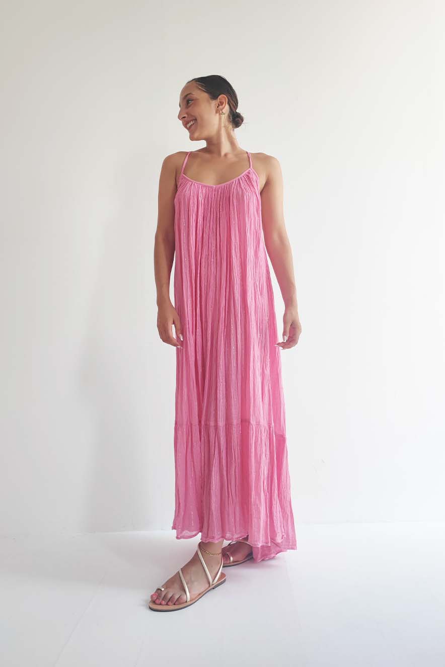 D'Artemide Callisto Maxi Lurex Dress Pink - Image 3