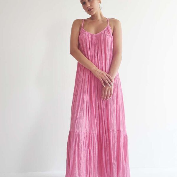 D'Artemide Callisto Maxi Lurex Dress Pink