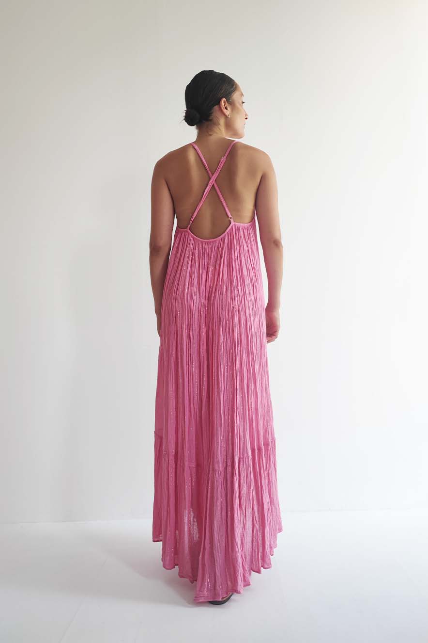 D'Artemide Callisto Maxi Lurex Dress Pink - Image 4