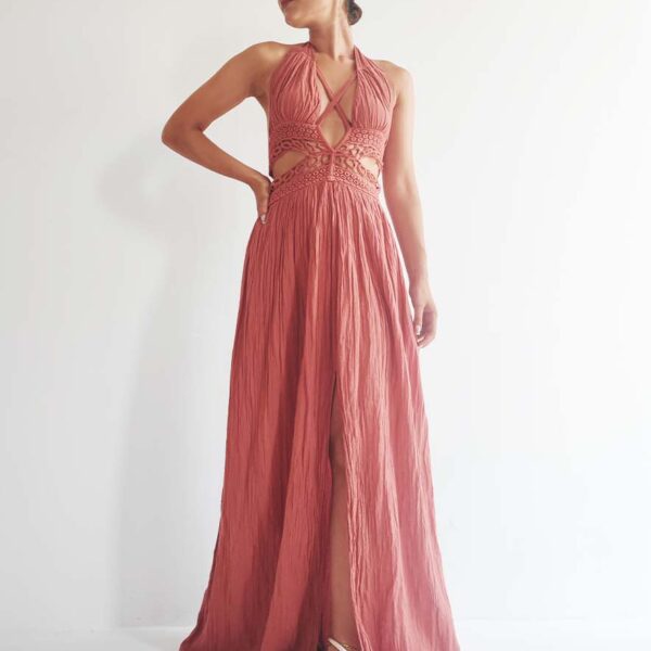 D'Artemide Phryne Crochet Dress Terracotta