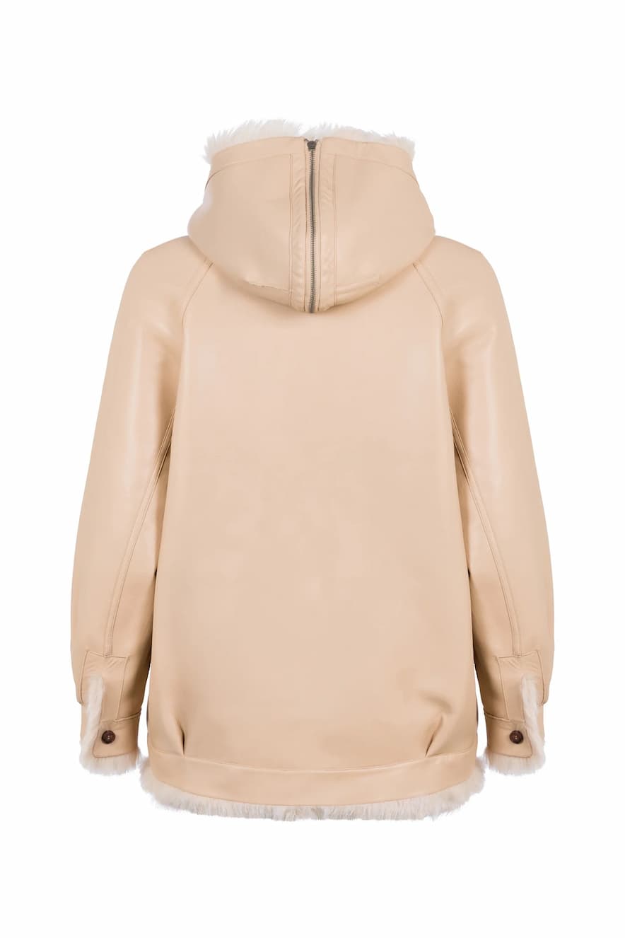 Reversible Bomber Jacket in Beige - Image 2