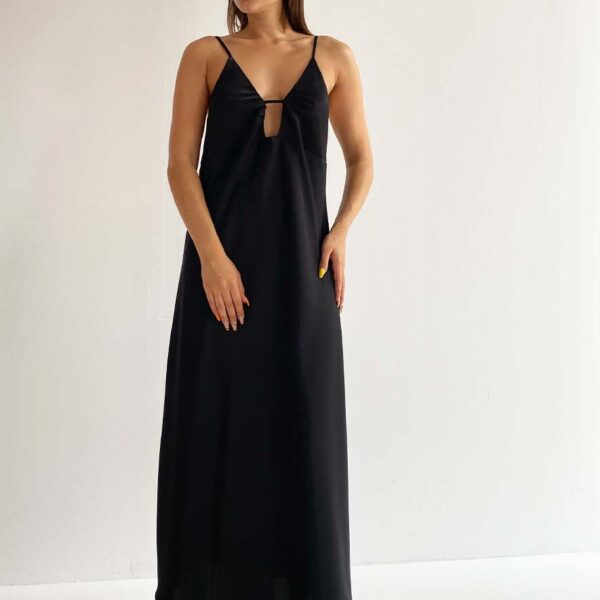 Ckontova Silk Dress with Thin Straps Black