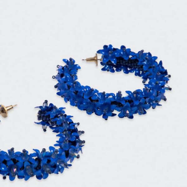 Olivia Dar Flower Blue Earings Hoops Large