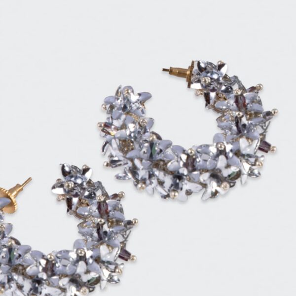Olivia Dar Earings Silver Flower Hoops Small