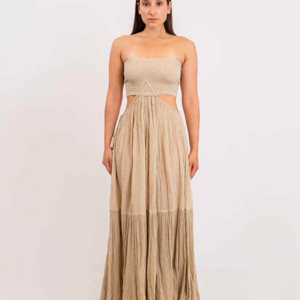 D' Artemide Ava Strapless Dress Sand