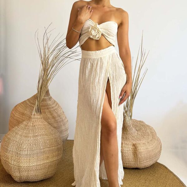 D'Artemide Long Dress Rosa Off White