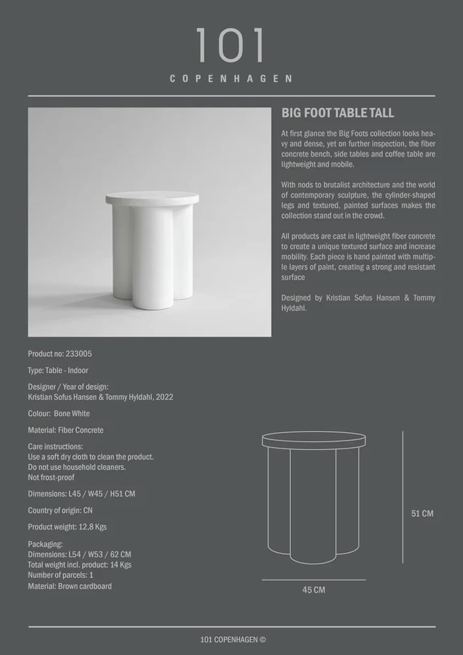 101 Copenhagen Big Foot Table Tall Bone White - Image 2