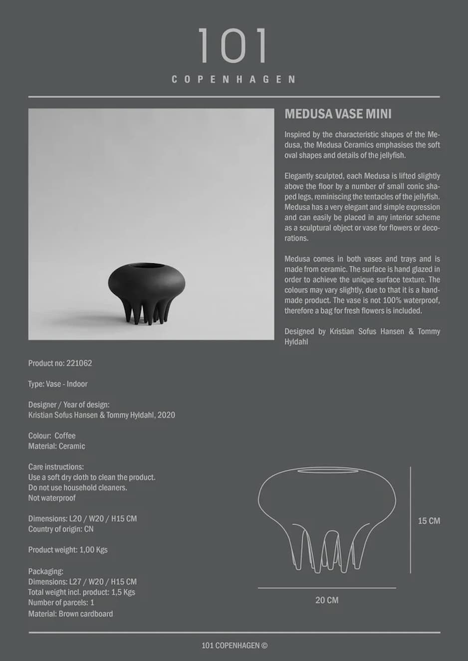 101 Copenhagen Medusa Vase Mini Coffee - Image 2