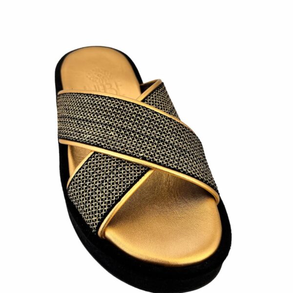 Hebe Athens Rhodes Embroidery Flatform Black Gold