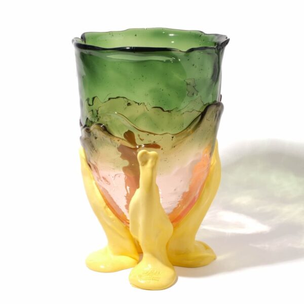 Corsi Clear Vase Extra Colour Clear Bottle Green, Clear Light Ruby And Matt Pastel Yellow