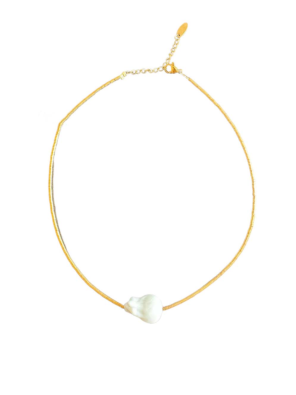 Ifigenia Loukou Νecklace with Ηematite Chain and Murano White Stone