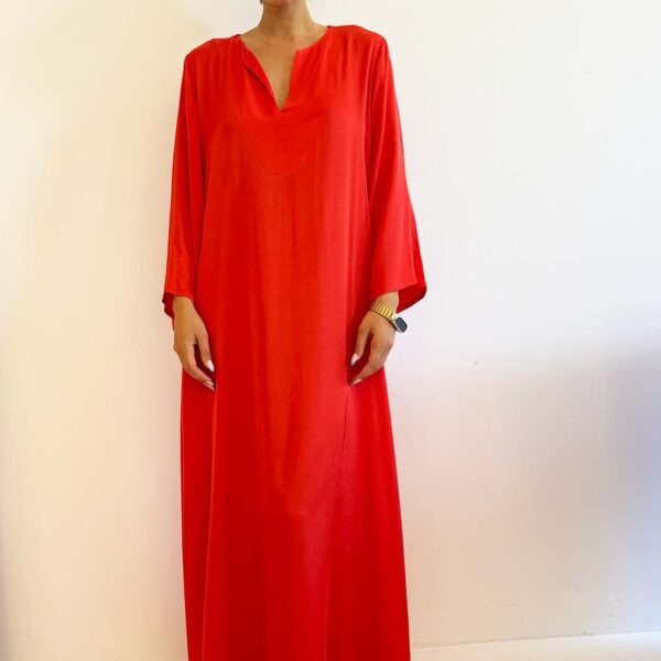 Nema Red Satin Kaftan