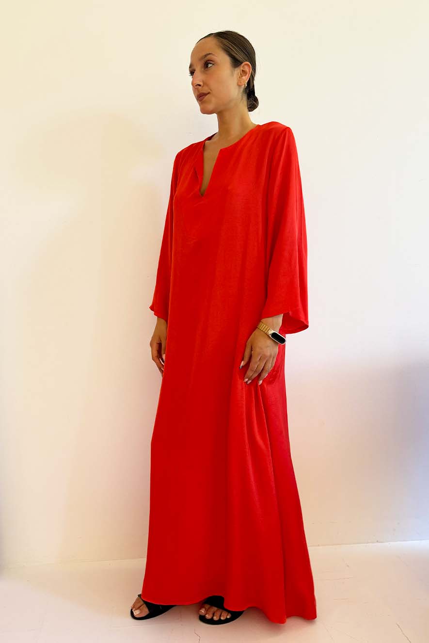 Nema Red Satin Kaftan - Image 2