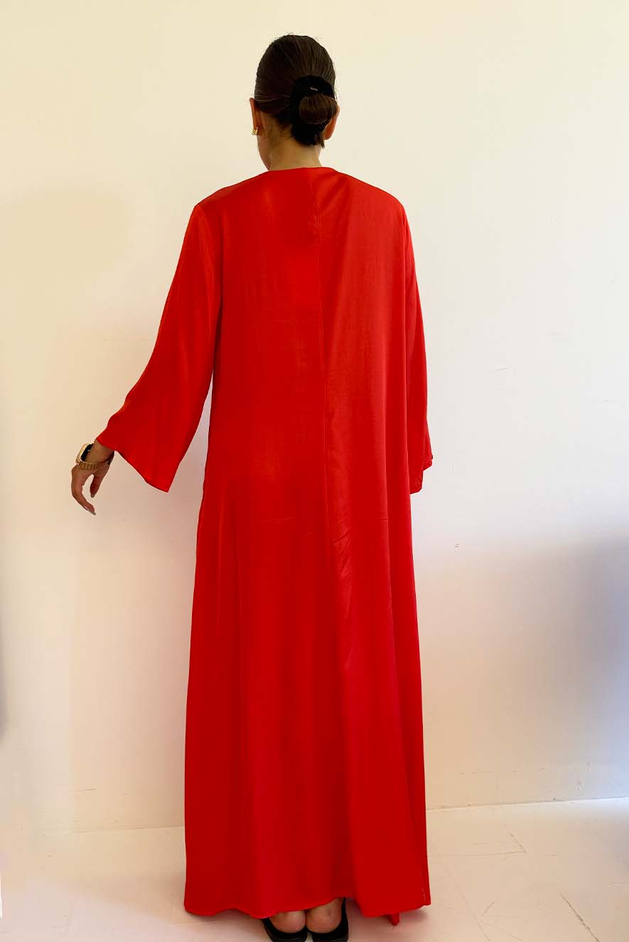 Nema Red Satin Kaftan - Image 3