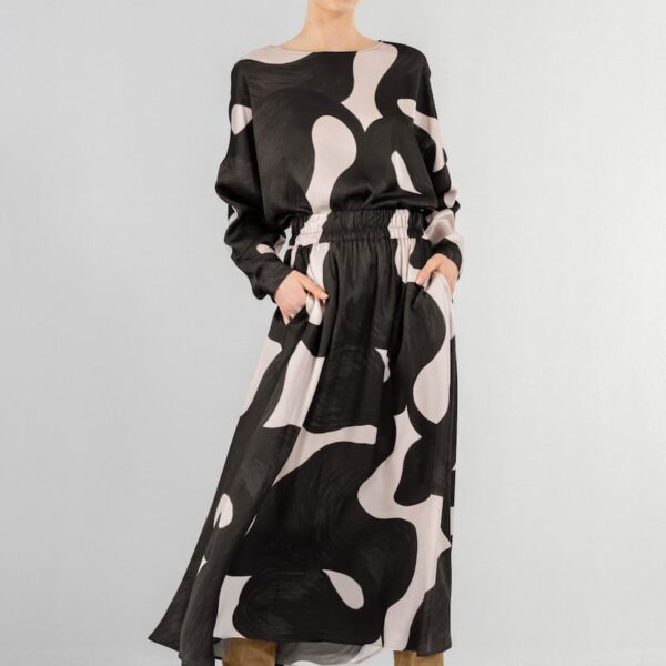 Philosophy Satin Print Midi Skirt