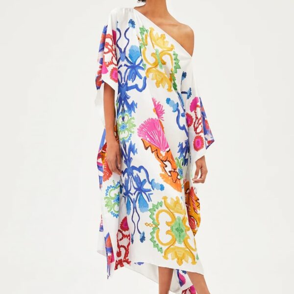 RIANNA + NINA Mesogios Kaftan Manitari White Petinos