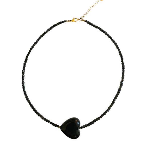 Ifigenia Loukou Hematite Necklace with Black Heart