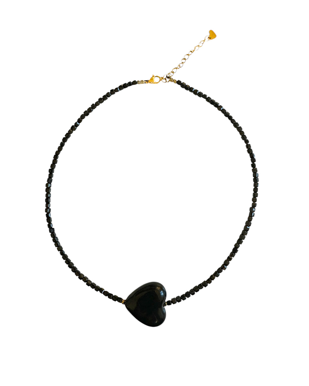 Ifigenia Loukou Hematite Necklace with Black Heart