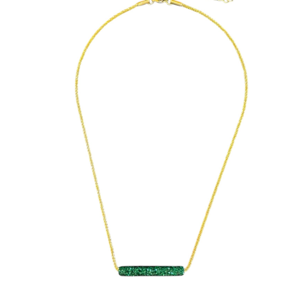 Ifigenia Loukou Necklace Rhinestone Bar Green