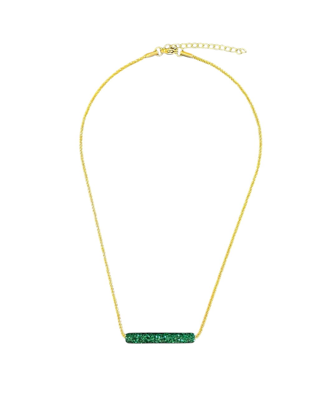 Ifigenia Loukou Necklace Rhinestone Bar Green