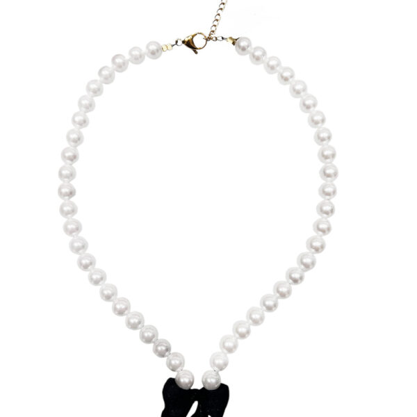 Ifigenia Loukou Pearl Necklace with Velvet Bow Black