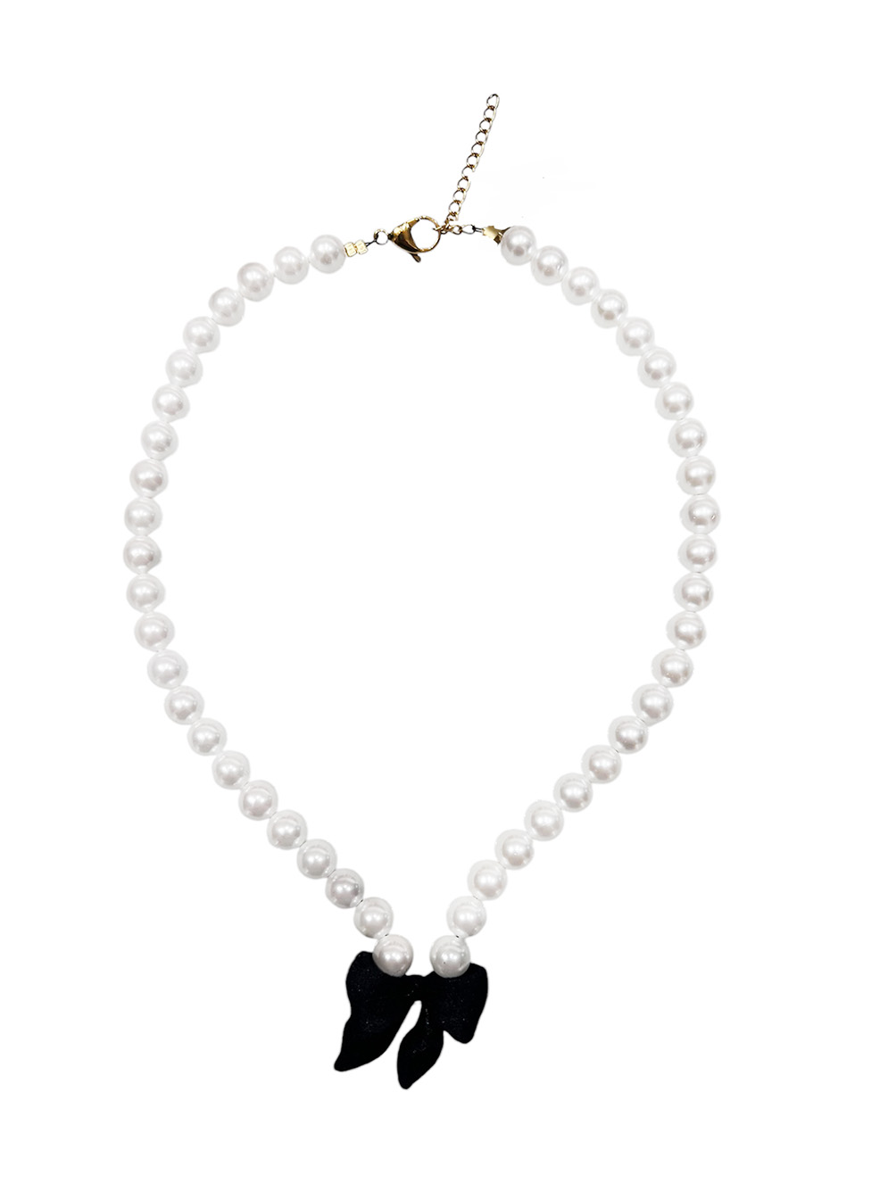 Ifigenia Loukou Pearl Necklace with Velvet Bow Black