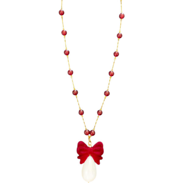 Ifigenia Loukou Rosary Βurgundy Pearl Burgundy Bow