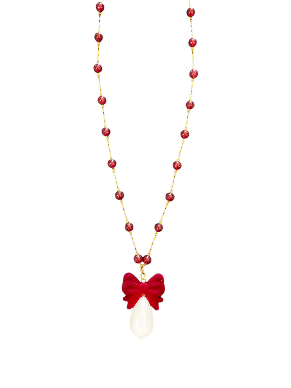 Ifigenia Loukou Rosary Βurgundy Pearl Burgundy Bow