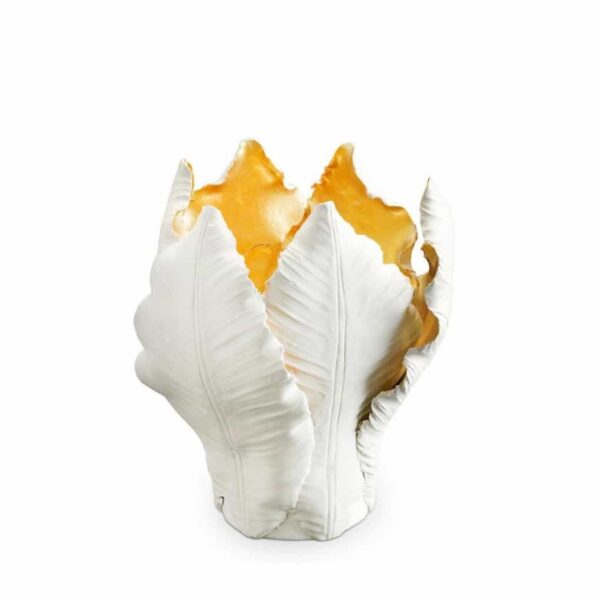 Abhika Candleholder Tulip H19 D14 White/Gold