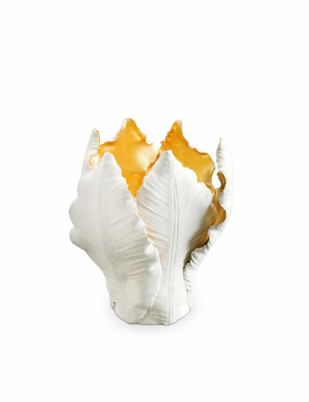 Abhika Candleholder Tulip H19 D14 White/Gold