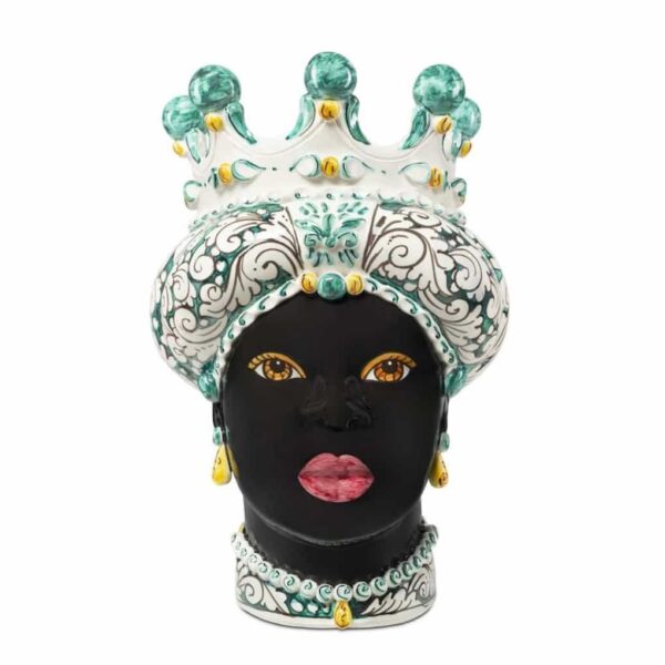 Abhika Vase Moro Lady Ornate H41 Green