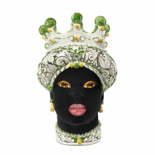 Abhika Vase Moro Lady Ornate H41 Dark Green
