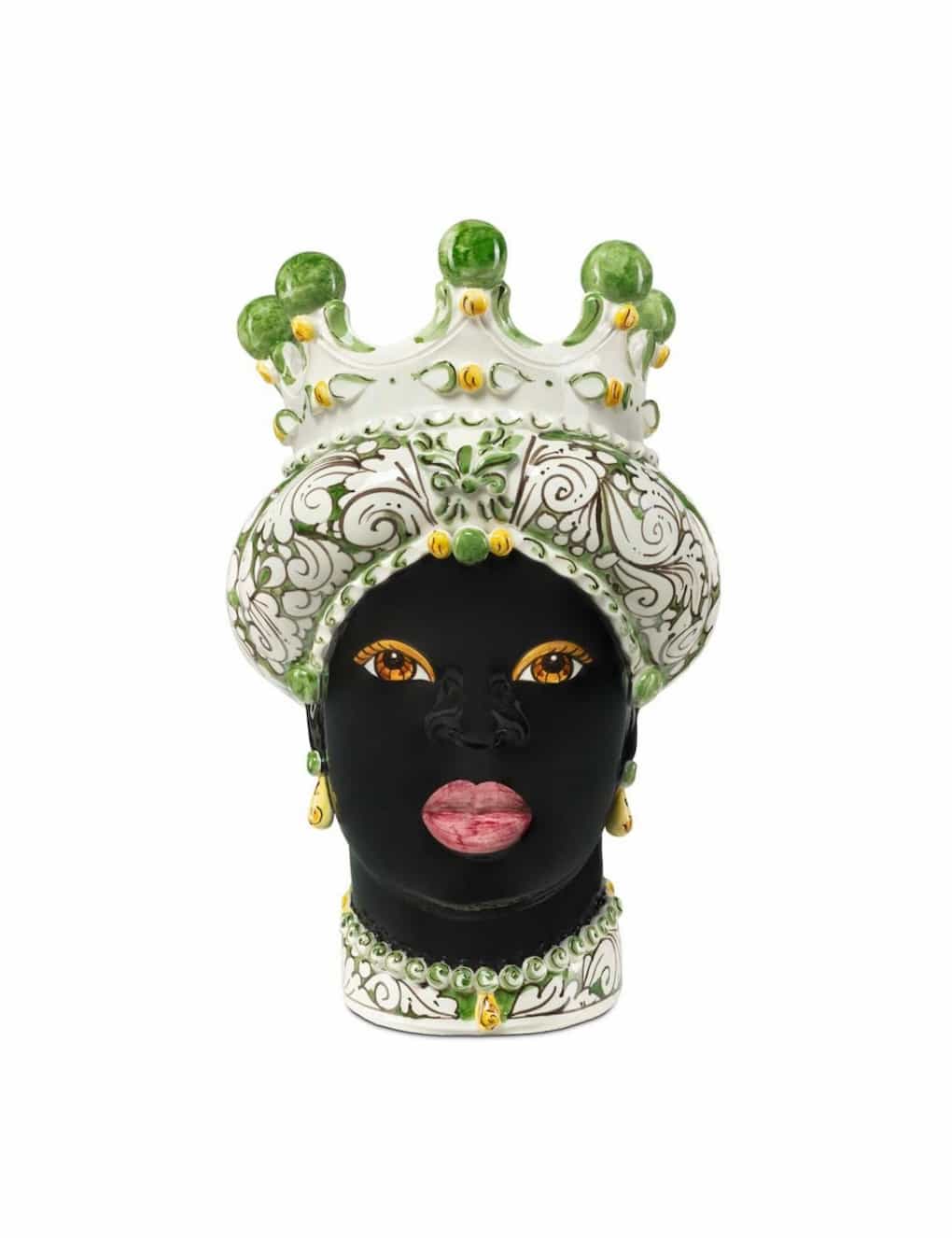 Abhika Vase Moro Lady Ornate H41 Dark Green