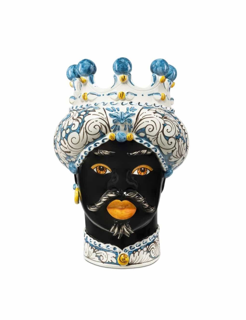 Abhika Vase Moro Man Ornate Blue