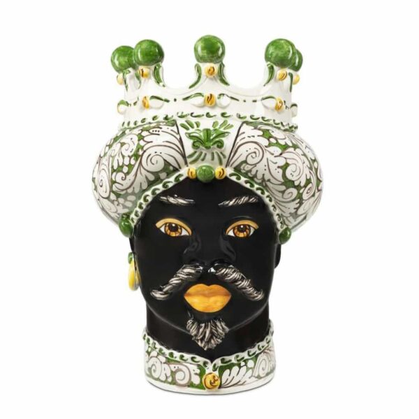 Abhika Vase Moro Man Ornate Dark Green