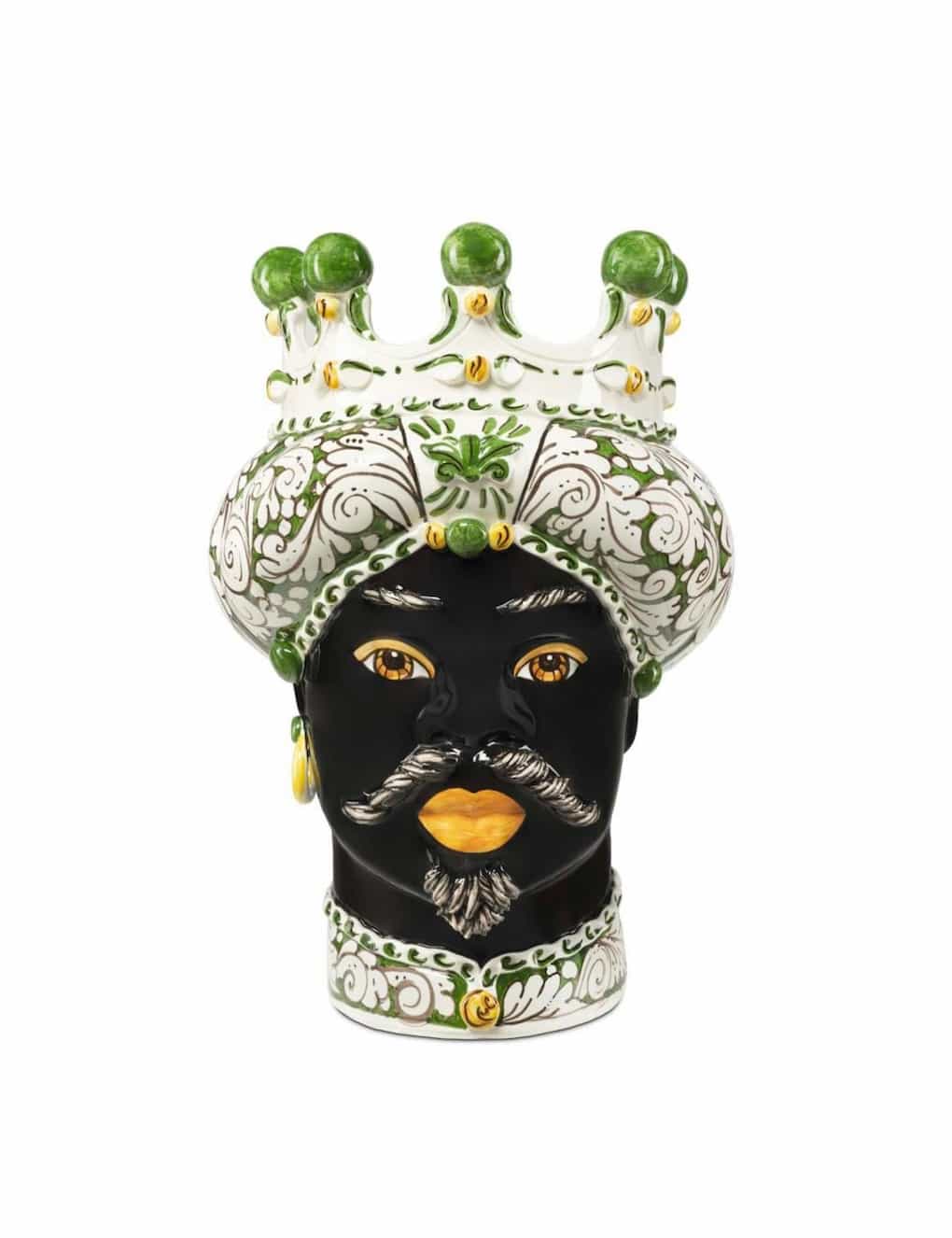 Abhika Vase Moro Man Ornate Dark Green