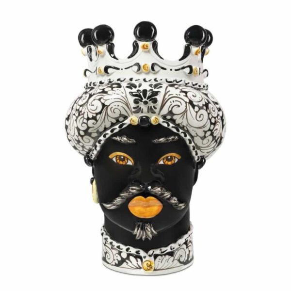 Abhika Vase Moro Man Ornate H41 Black