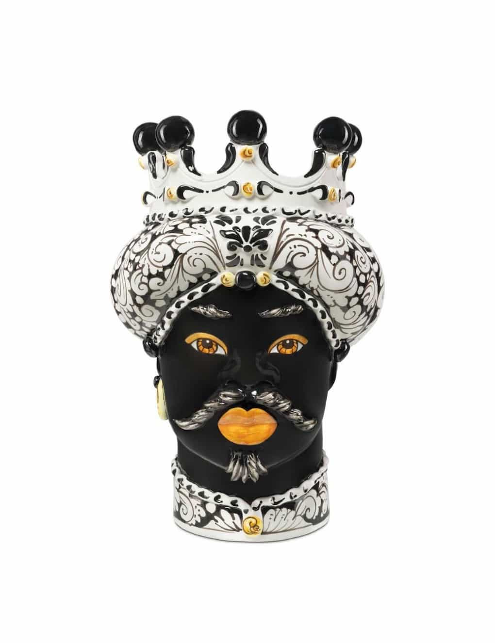 Abhika Vase Moro Man Ornate H41 Black