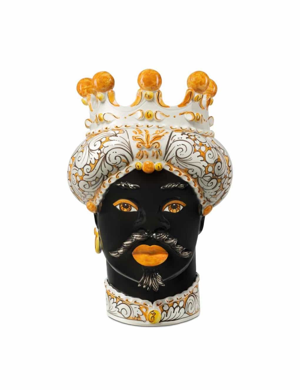 Abhika Vase Moro Man Ornate Orange H41